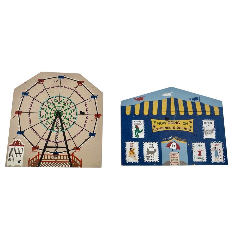 2 Cat's Meow Collectibles Circus Series Ferris Wheel and Sideshow 96 Signed